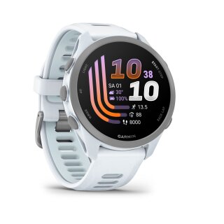 Garmin Forerunner 170 Music Steinweiss mit Schnellwechsel-Armband 20 mm Silikon Steinweiss/Cloud Blue