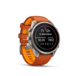 Garmin fenix 9 Pro inReach – 47 mm Titan mit Silikon-Armband Autumn Orange/Spark Orange